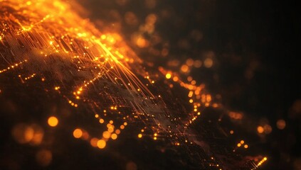 Fiery network, abstract landscape