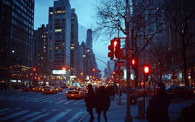 Fototapeta premium downtown street shot, natural lighting at twilight