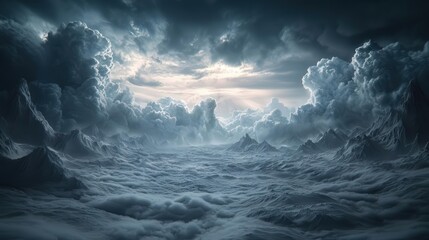 Dramatic cloudscape with a soft light breaking through.