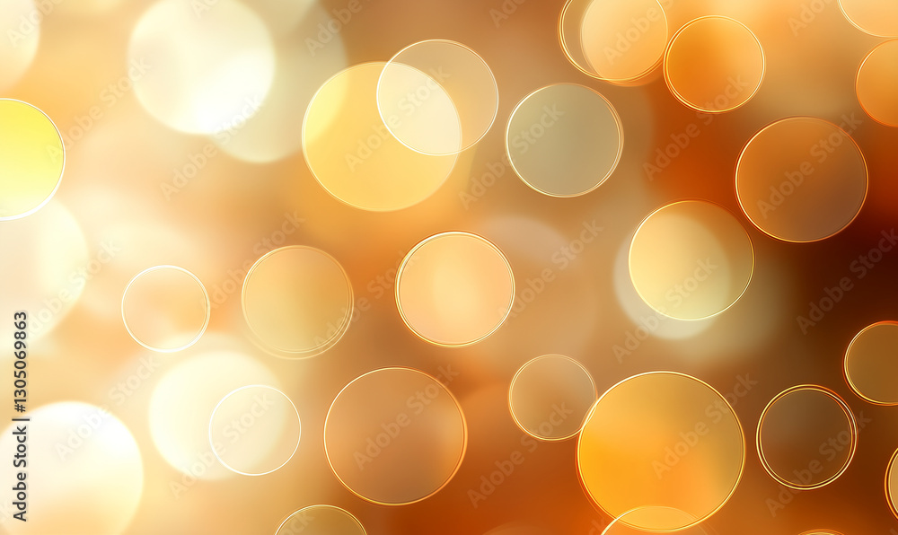Poster bokeh background with orange lights and golden bokeh circles. abstract bokeh background with defocus