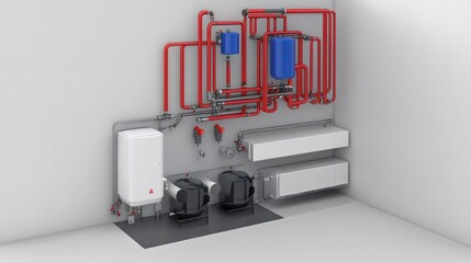 Detailed HVAC System in a Room
