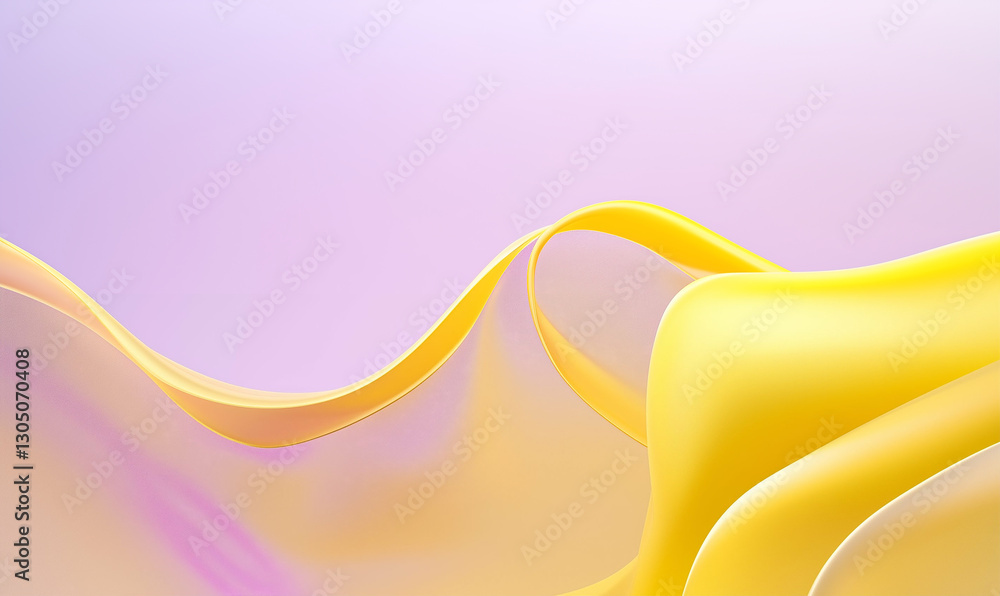 Poster abstract yellow curves on light purple background. abstract graphic curves create a visually strikin