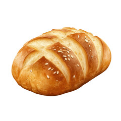 Artisan Loaf: A delectable artisan loaf, golden-brown with a tempting, slightly textured crust. Its inviting form suggests fresh baking