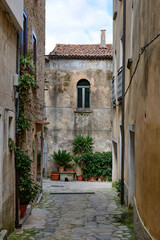 Fototapeta premium A characteristic street of San Giovanni a Piro, a medieval town in the province of Salerno, Italy.