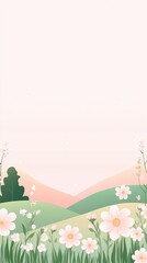 Obraz premium Dreamy Nature Scene with Blooming Wildflowers, Blooming Wildflowers in Soft Focus, Soft Focus Dreamy Nature Scene