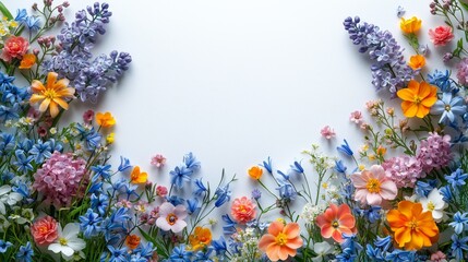 Spring May flowers mix. Collage postcard background mix from the first May spring flowers. Isolated on white