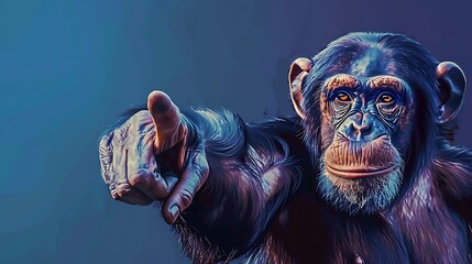 Chimpanzee Pointing Finger Close Up Portrait