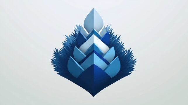 Blue abstract paper cut design on white background