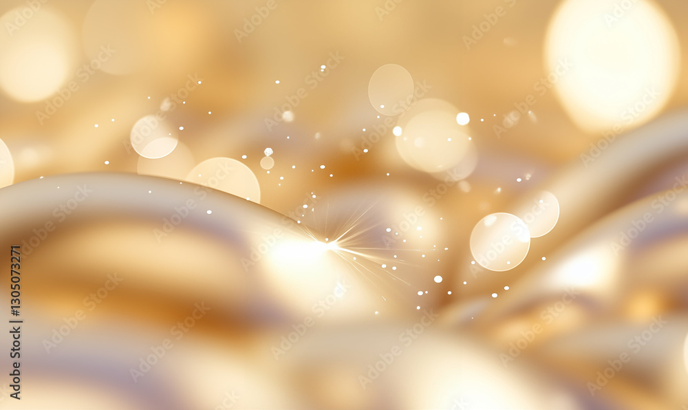Poster abstract light blur with gold bokeh and sparkles. golden abstract background with soft light and blu