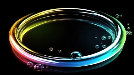 Colorful Ring with Bubbles on Black Background