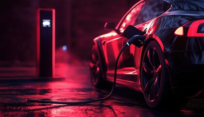 E-Mobility: Illustration Of Electric Car Charging Battery. Visual Presentation. Futuristic Technology For Sustainable Transportation. Eco-Friendly Vehicle Power Source. Concept Design.