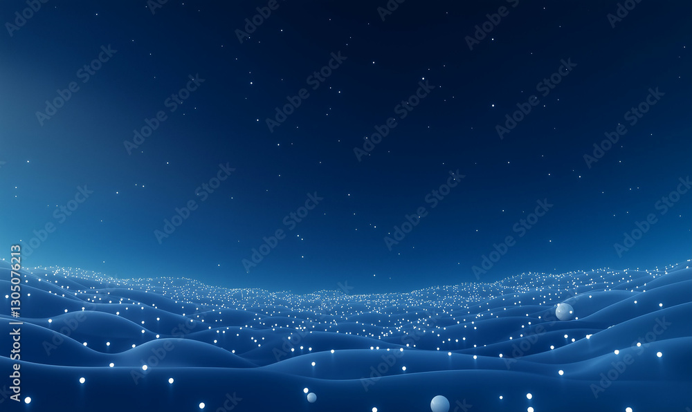 Poster abstract ocean waves with glowing particles. abstract waves background with glowing dots. wavy abstr