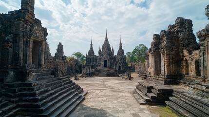 Fototapeta premium Thailand travel phitsanulok's ayutthaya heritage local leaders historical ruins & cultural landscapes