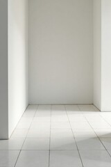Empty Corner Room with White Walls and Tiled Floor A Minimalist Interior Design Concept