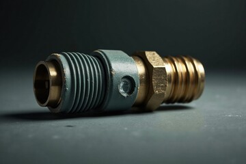 A Close up of a Brass Fitting on a Gray Surface - Generative AI