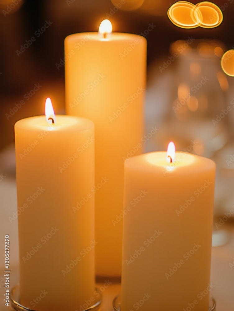 Aufkleber warm glow of three candles casting soft light creating a serene and inviting ambiance perfect for re