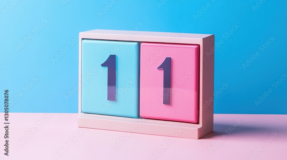 Poster a colorful display shows the digital number eleven in display