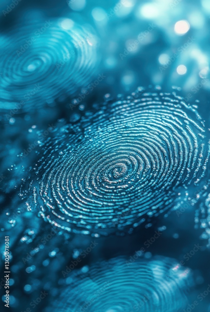 Aufkleber abstract close-up of blue fingerprint patterns with intricate swirl designs showcasing unique biomet