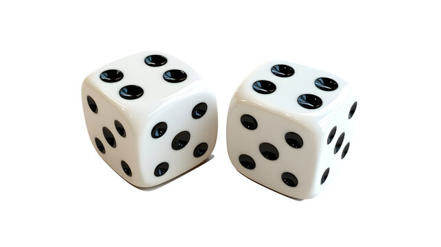 Two dices with black dots isolated on white or transparent background