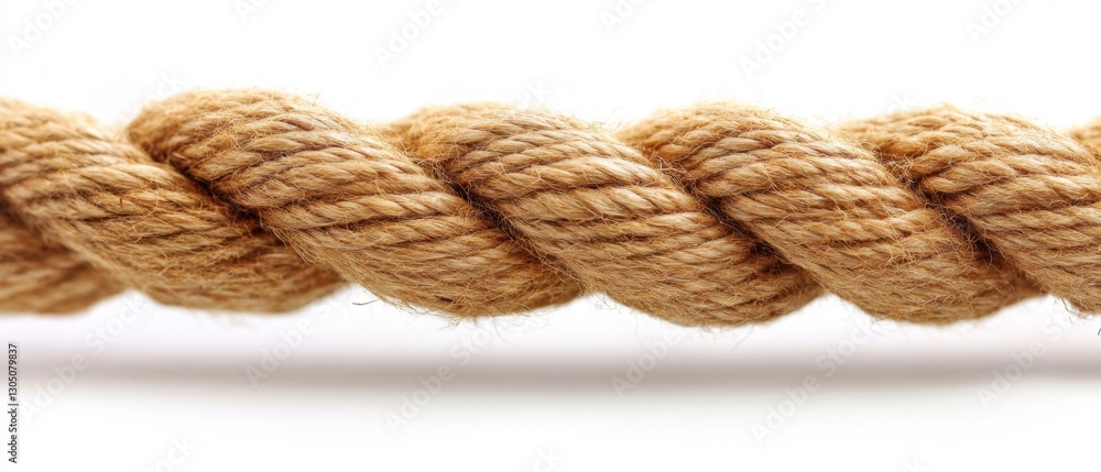 Poster close up shot of a sturdy brown rope on a clean white background perfect for nautical themes and des