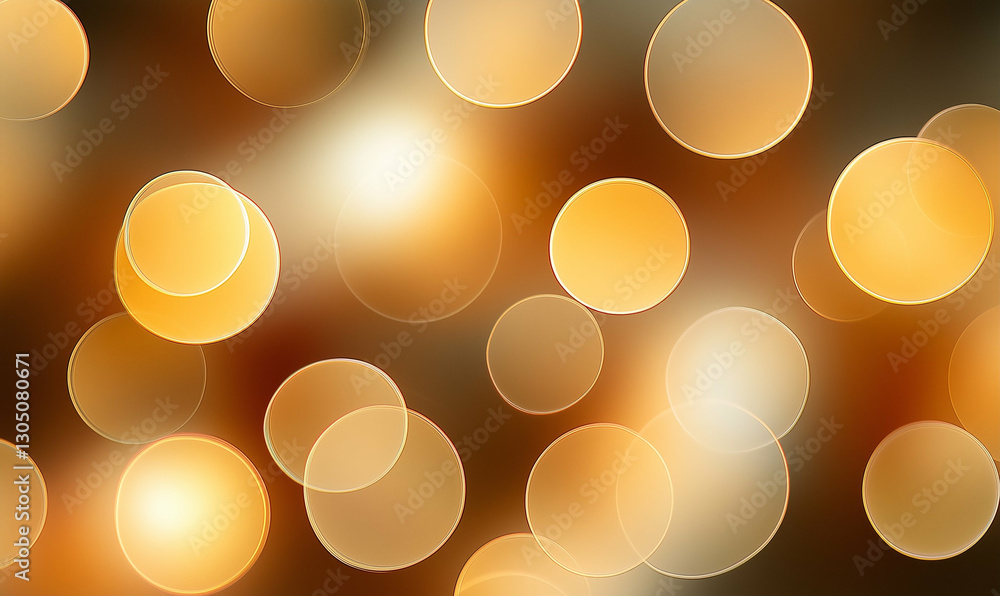 Poster abstract bokeh lights background with glowing circles. golden bokeh background with blurred lights
