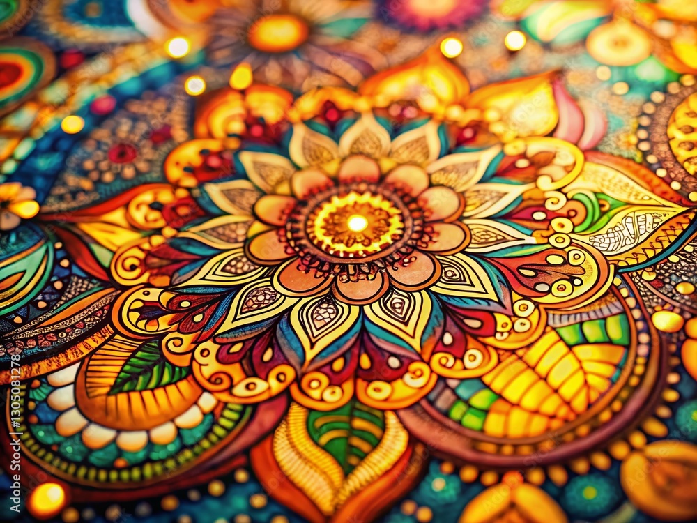Poster bokeh background with intricate doodle patterns for flyers & posters