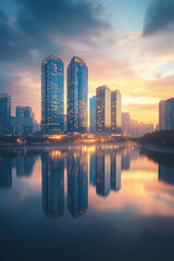 Fototapeta premium singapore skyline at sunset