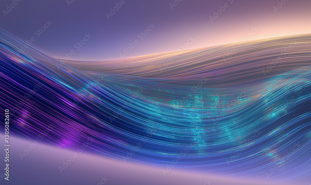 Poster abstract waves with digital data flow. abstract waves background with digital binary code