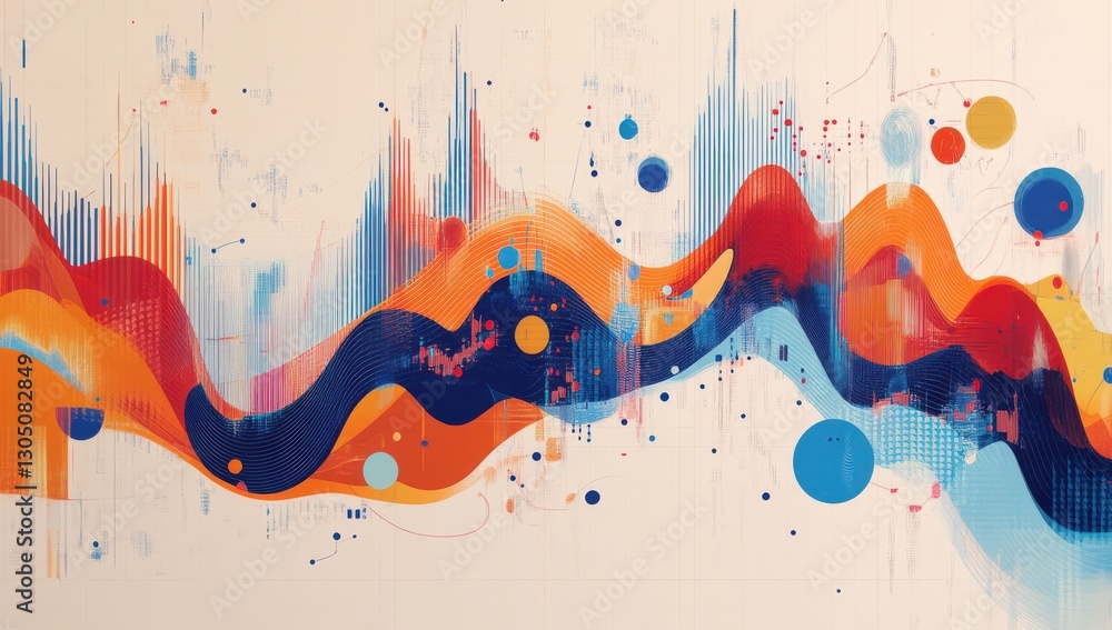 Poster abstract colorful wave pattern with vibrant textures and geometric elements for creative background 