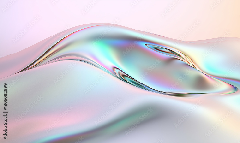 Poster abstract wave with iridescent reflections. graphic abstract background with holographic colors and s