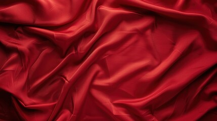 Fototapeta premium Luxurious deep red satin fabric with soft folds