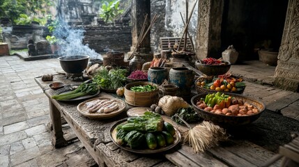 Cultural exchange experience suphan buri and ayutthaya food showcase rustic setting market view culinary heritage