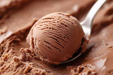 Indulging in creamy chocolate ice cream home kitchen food photography warm atmosphere close-up deliciousness