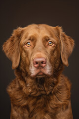 Chesapeake Bay Retriever dog on minimalistic colorful background with Copy Space. Perfect for banners, veterinary ads, pet food promotions, and minimalist designs.