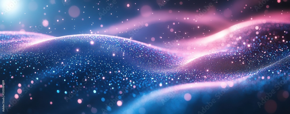 Aufkleber abstract colorful waves with glittering particles creating a dreamy and ethereal atmosphere suitable