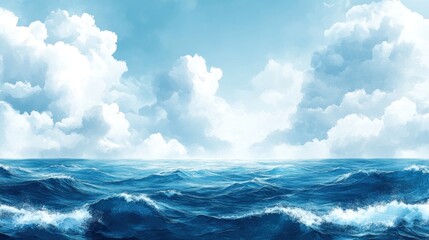 Ocean waves under cloudy sky