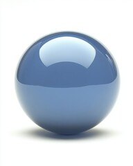 Smooth blue sphere with soft light reflection on a white background creating a clean and modern aesthetic