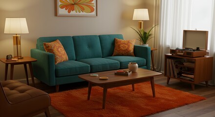 Stylish Living Room with Retro Elements and Cozy Atmosphere for Your Home Design