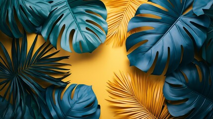 Vibrant tropical foliage arrangement in bright indoor setting - close-up nature aesthetics