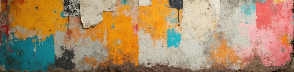 Weathered wall, layers of torn poster remnants, urban texture, texture, visual