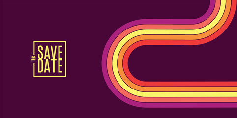 Save the date retro banner. Can be used for business, marketing and advertising. logo graphic design of event summit made for Technology and upcoming events. Vector EPS 10