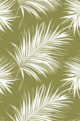 Fototapeta premium Elegant palm leaf pattern on an olive background