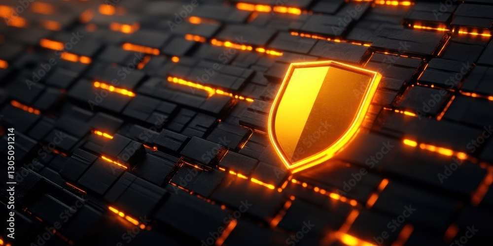 Aufkleber abstract digital background featuring a glowing shield symbol on a textured surface with an intricat