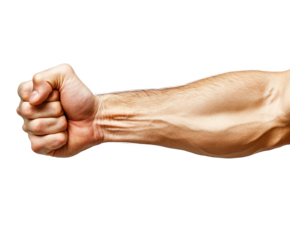 Fist clenching action strength isolated on transparent background png