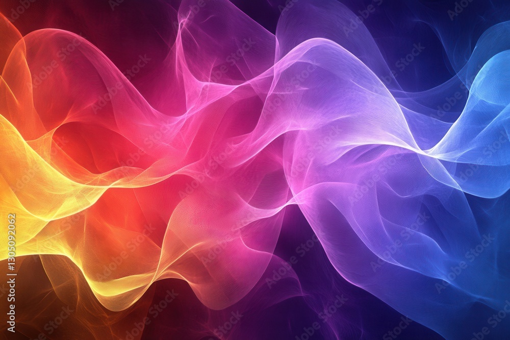 Poster abstract fractal wave design with vibrant colors and flowing lines creating a dynamic and mesmerizin