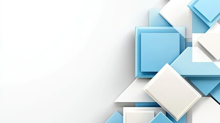 Fototapeta premium A minimalistic 3D abstract background with layered blue and white cubes, creating depth.