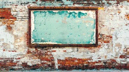 Naklejka premium A vintage movie poster on a weathered brick wall with a retro vibe.