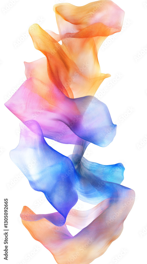 Poster Abstract composition of colorful, flowing shapes on a transparent background, creating a vibrant and dynamic visual
