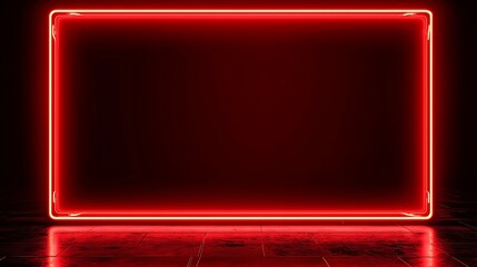 Glowing red frame display on dark tiles
