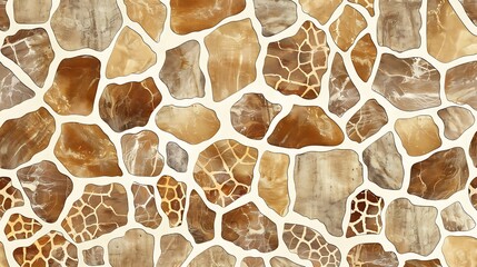 Abstract Brown Stone Texture: Irregular Pattern of Brown and Beige Stones